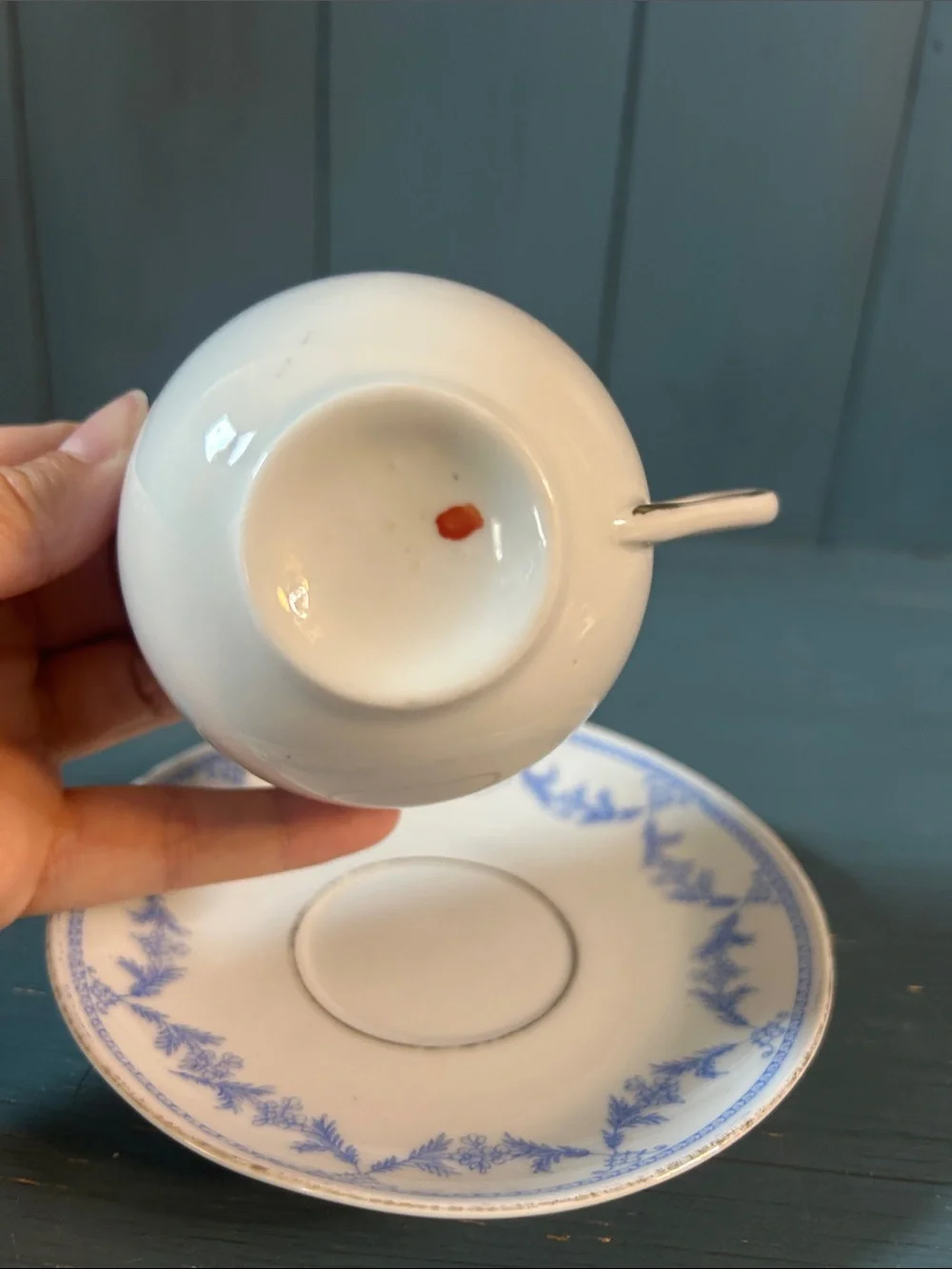 Classic Blue and White Porcelain Tea Cup and Saucer - Teatime